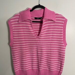 Illusory Pink Striped Sleeveless Blouse Size Large CB-AQ